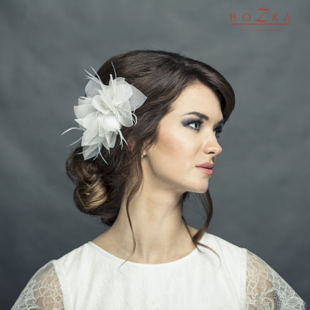 Bridal hair flower with...
